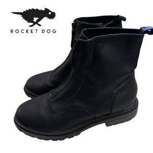 ROCKET DOG Lorena Lewis Women's Black Zipper Ankle Boots Booties 7.5